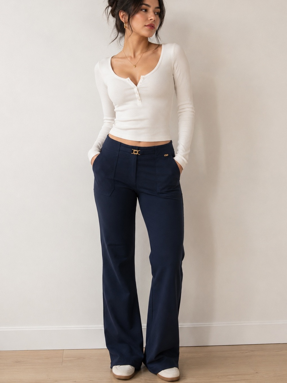 Vintage Y2K St. John Sport Marie Gray Navy Straight Leg Career Knit Pants 4